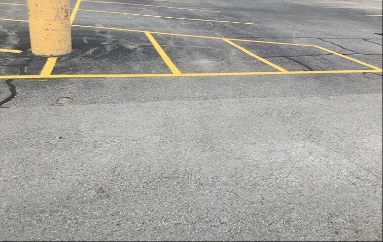 Yellow striping in your parking lot in Westfield, Indiana